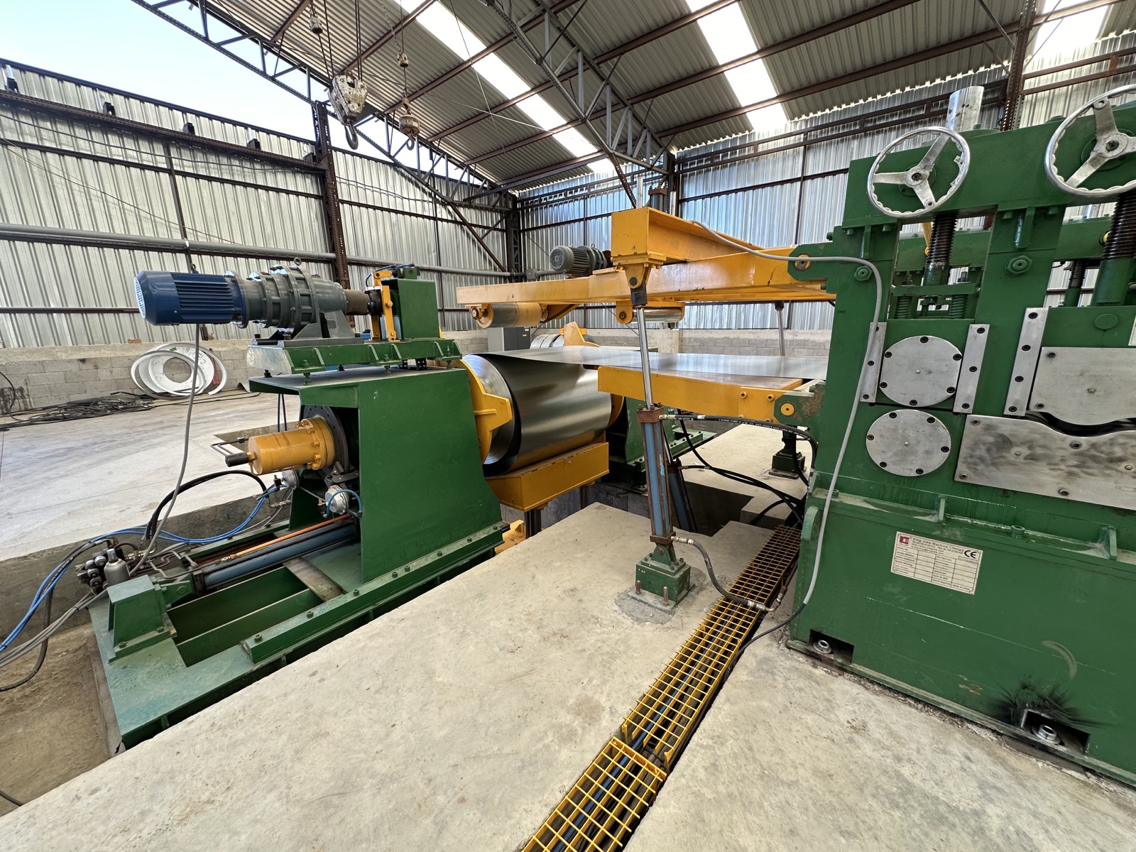 A master steel coil loaded on the decoiler at the Cal Steel plant